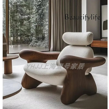 X New Medieval Solid Wood Single Sofa Chair Original Art Model Room Club Exhibition Hall Leisure Chair