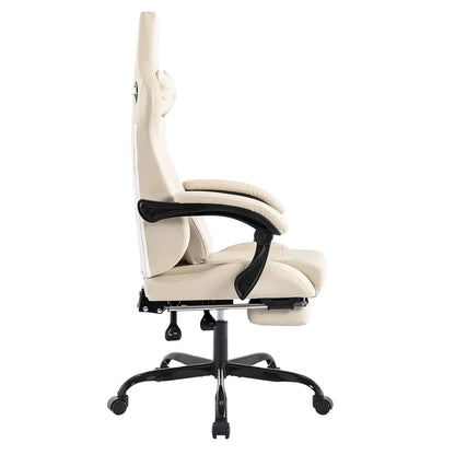 Adjustable Racing Ergonomic Gaming Computer Chair With Footrest & Massage Lumbar Cushion, Custom