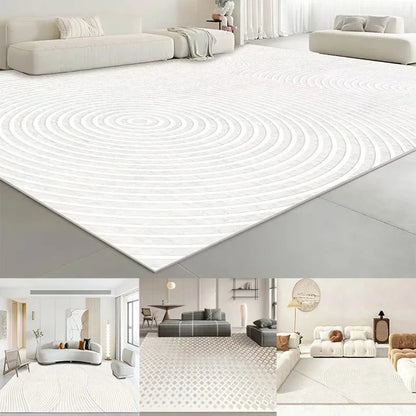 Modern White Minimalism Large Living Room Carpet Light Luxury Beige Decoration Bedroom Carpet Soft Lounge Rug Washable Floor Mat