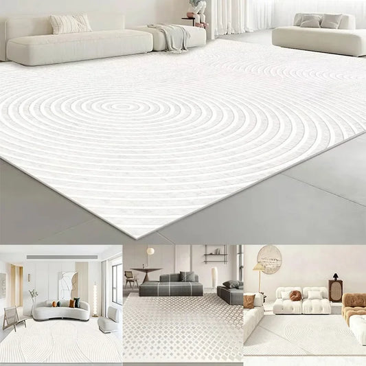 Modern White Minimalism Large Living Room Carpet Light Luxury Beige Decoration Bedroom Carpet Soft Lounge Rug Washable Floor Mat