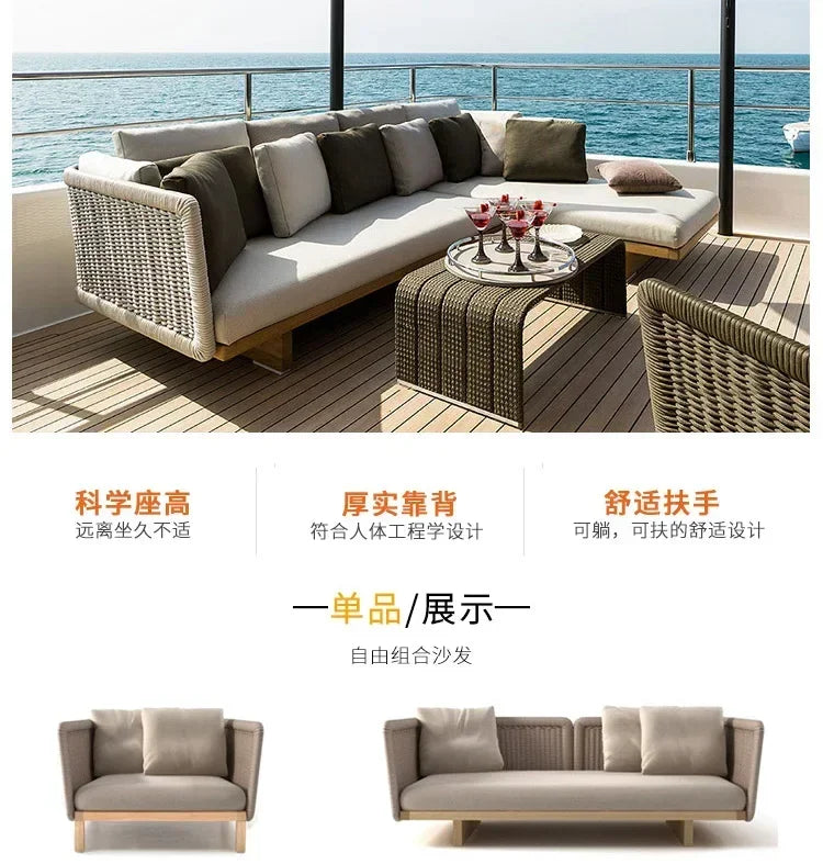combination furniture Outdoor sofa, outdoor leisure terrace, patio, rattan sofa, teak villa, hotel, garden balcony