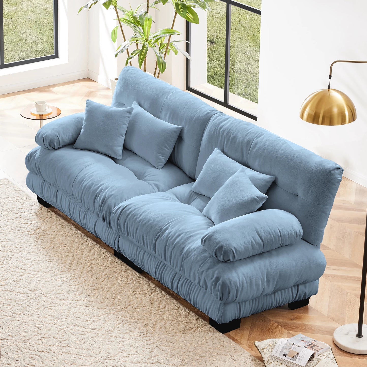 Oversized Modular Sectional Sofa Couch Comfy Cloud Deep Seat, Ottomans Chenille