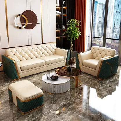 Microfiber Fabric 321 Seaters Couch Xinda Factory Modern Living Room Velvet Fabric Sweet Sofa Set With Gold Stainless Steel