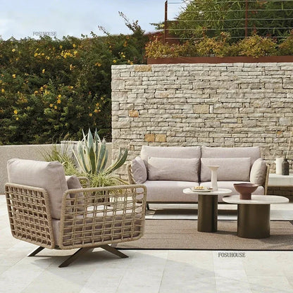 Nordic Designer Outdoor Garden Sofas Villa Leisure Area Lazy Sofa Home Balcony Sofa Chair Combination Luxury Outdoor Furniture L