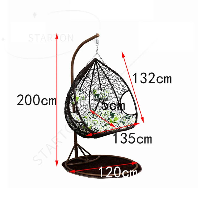 Factory Metal Adult Bamboo Rattan Outdoor Balcony Rocking Hanging Patio Swing Chair
