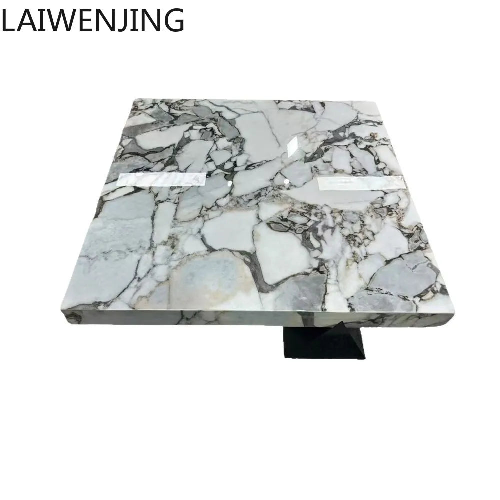 HLZ Modern Minimalist Marble Coffee Table Light Luxury Large and Small Apartment Home Living Room Square Flat Coffee Table