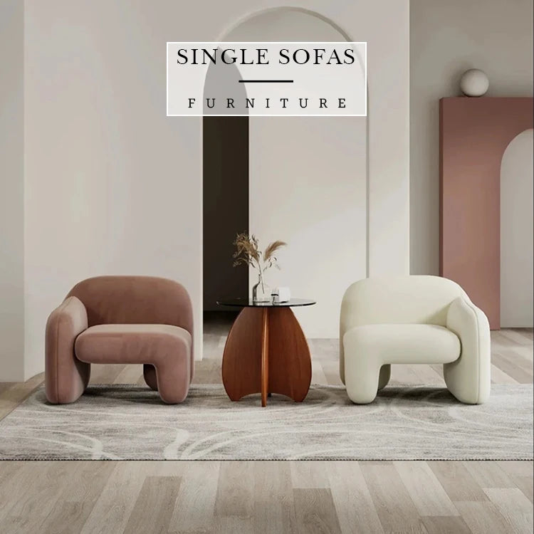 Luxury living room furniture Comfortable modern velvet cream lamb chair