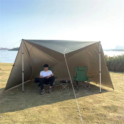 19 Hang Point Tarp Waterpoof Survival Bushcraft Sun Shelter Beach Shade Tent Outdoor Canopy Backpacking Tourist Awning 4x4 3x3m