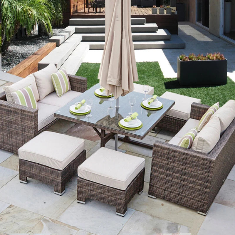 Outdoor rattan tables and chairs balcony rattan sofa courtyard leisure rattan art