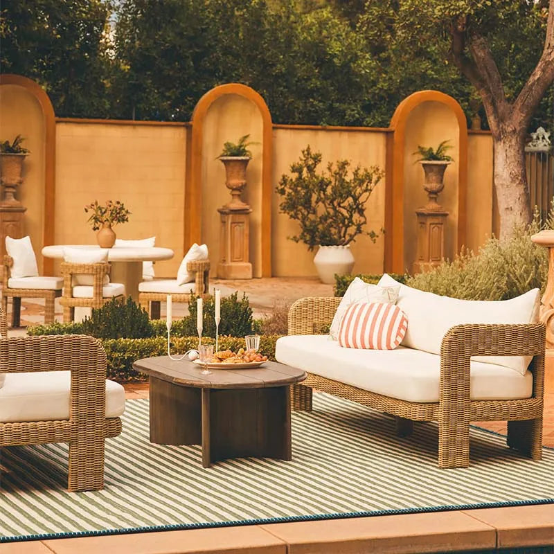 Outdoor courtyard garden, leisure rattan sofa, rattan chair combination, outdoor balcony, waterproof and sunscreen furniture