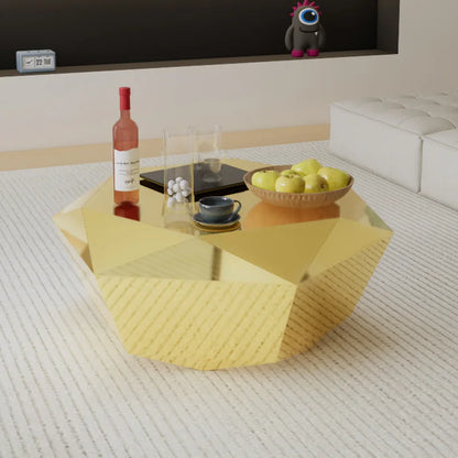 CZ  Steel Diamond-Shaped Coffee Table Modern Fashion Living Room Model Room Sales Office Mirror Titanium Small Coffee Table