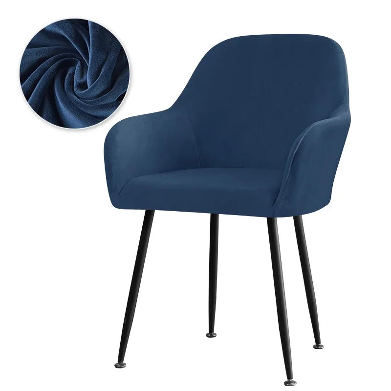 Thick Velvet Chair Covers Plush Fleece High Arm Chair Cover Elastic Slipcover All-inclusive Solid Chair Cover