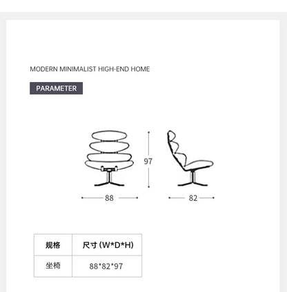 Modern simple chair stainless steel fish bone artistic sense high sense single sofa chair lazy