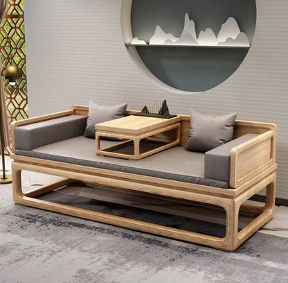 Han Solid Wood New Chinese Sofa Combination Living Room Zen Bed Hotel Homestay Push