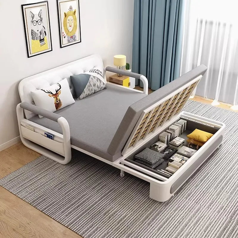 Technology cloth sofa bed dual purpose, multi functional foldable, small apartment in the living room, double fabric art
