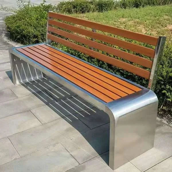 Banc de jardin extérieur 4 places en bois massif, moderne et élégant, pour meubles de parc ou de rue, chaise de Patio élégante