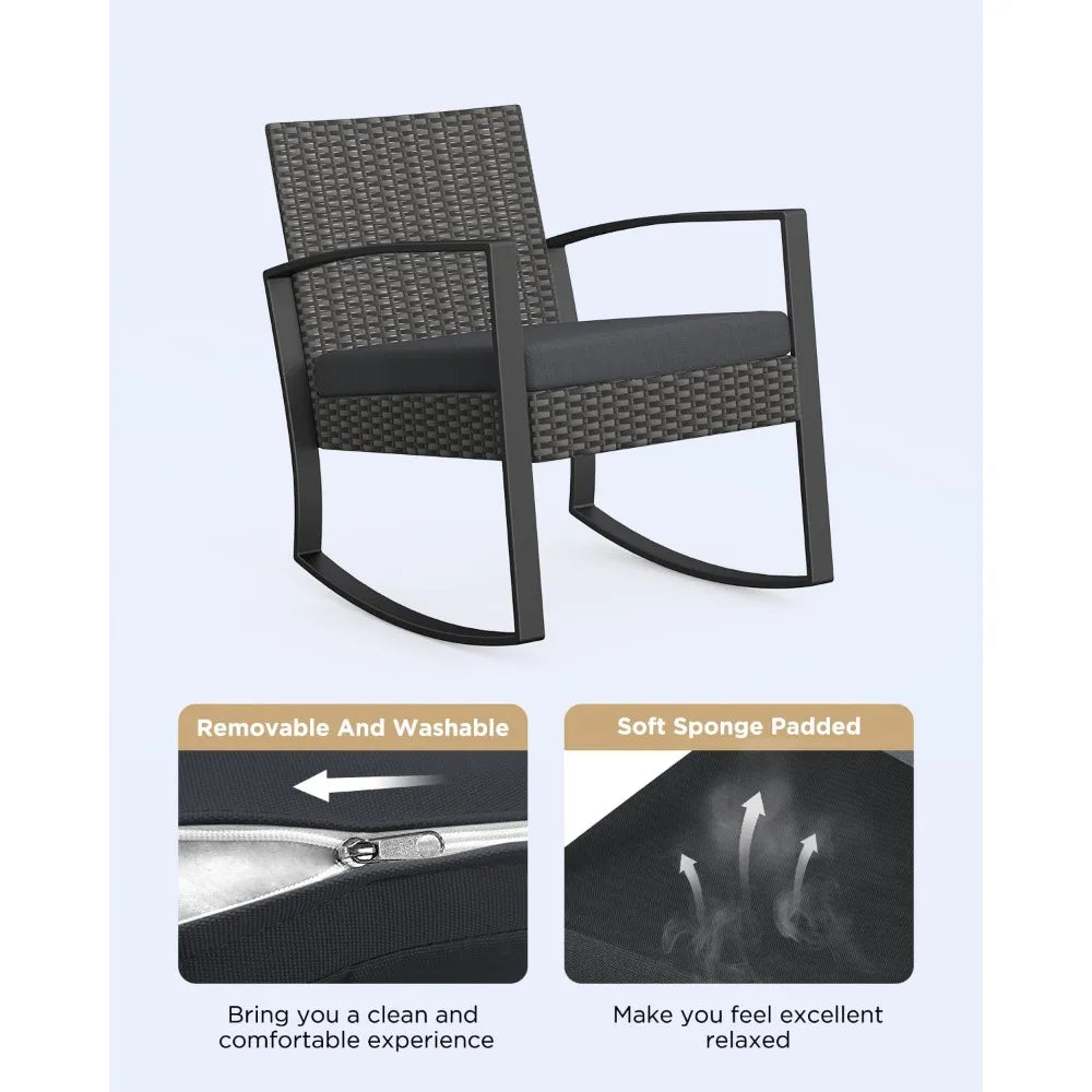 Patio Furniture Set Rocking Bistro Set, Outdoor Patio Furniture Set with Coffee Table for Garden Balcony Backyard Poolside