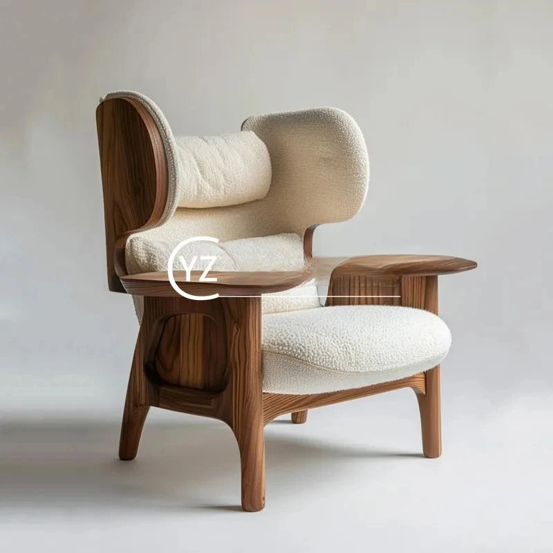 Italian style, retro solid wood leisure, living room bedroom single, medieval single sofa chair