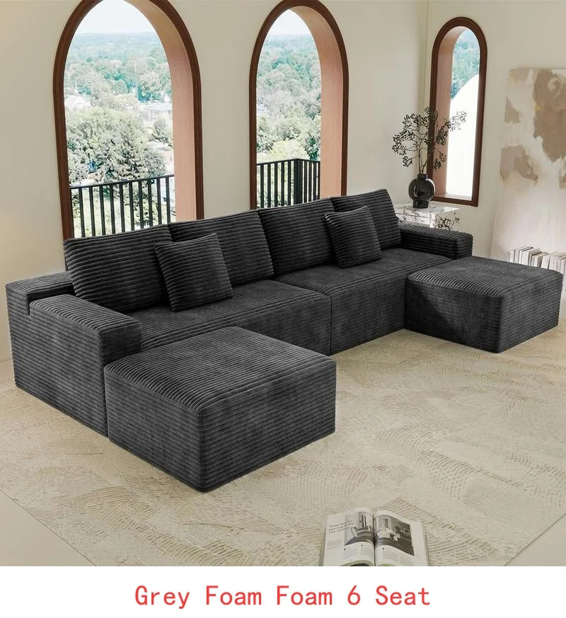 Modular Sectional Sofa, Upholstered Couch for Living Room or Bedroom, No Assembly Required, 4-Piece Free Combination, Plush