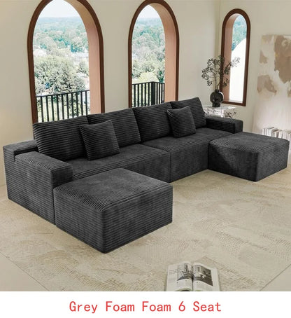 Modular Sectional Sofa, Upholstered Couch for Living Room or Bedroom, No Assembly Required, 4-Piece Free Combination, Plush