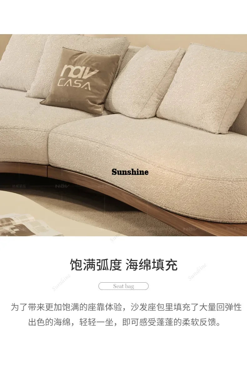 YWalnut color special-shaped sofa disposable technology fabric modern wabi-sabi style living room home design sense