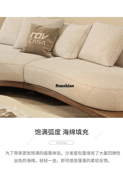 YWalnut color special-shaped sofa disposable technology fabric modern wabi-sabi style living room home design sense