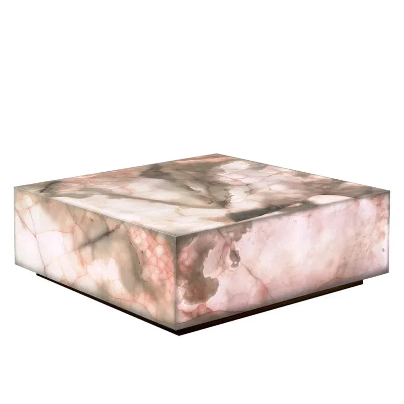 CNatural jade coffee table square crystal light luxury mansion blue and white jade living room marble luminous coffee table C660