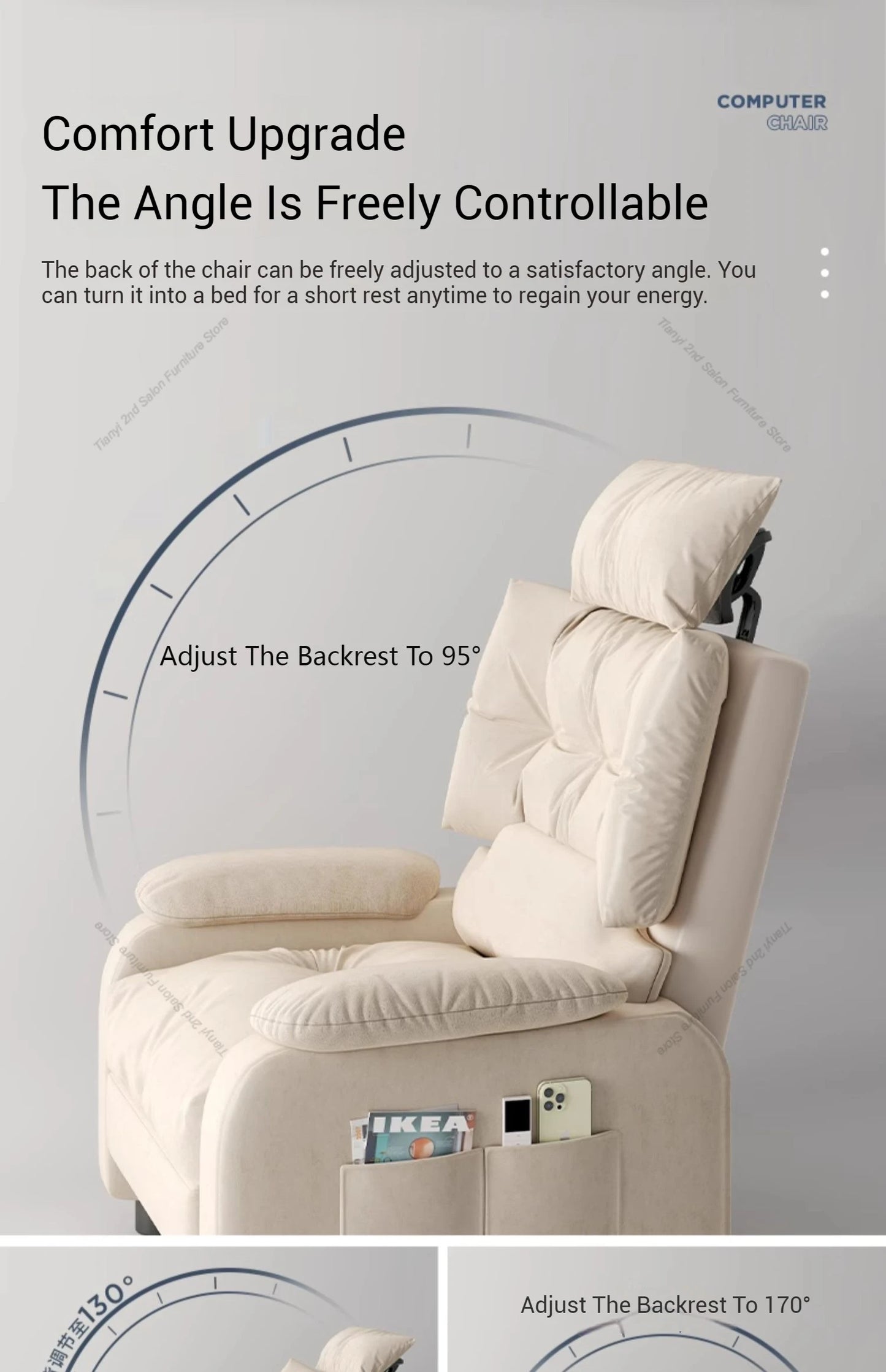 Luxurious Living Room Office Chairs Gaming Armchair Swivel Ergonomic Office Chair Relaxing Recliner Office Furniture Sillas LLOC