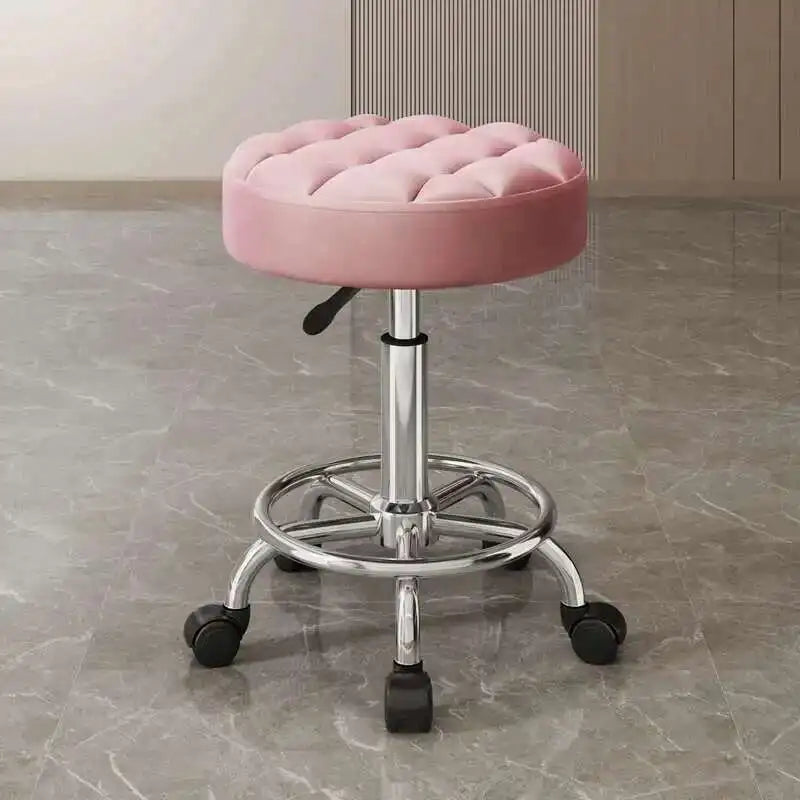 Barber Nail Salon Chair Swivel Wheels Rotating Salon Hair Stylist Barbershop Equipment Furniture Professional Rolling Silla