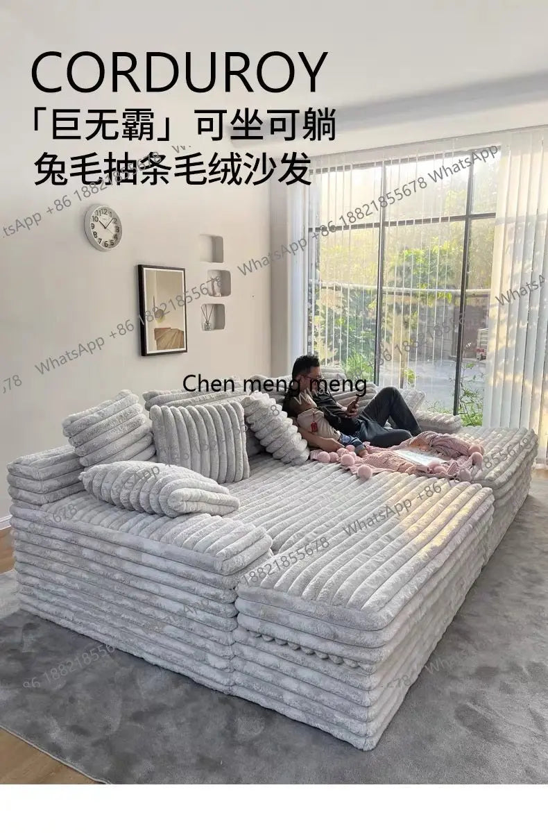 zS173Furniture Living Room Vacuum Compression Washable Corduroy Modern Boneless Couch Sofa Comprimido
