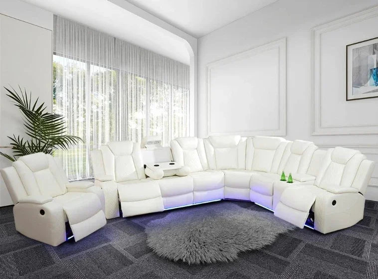 Nordic Power Recliner Sofa Sectional Couches with LED Light for Living Room