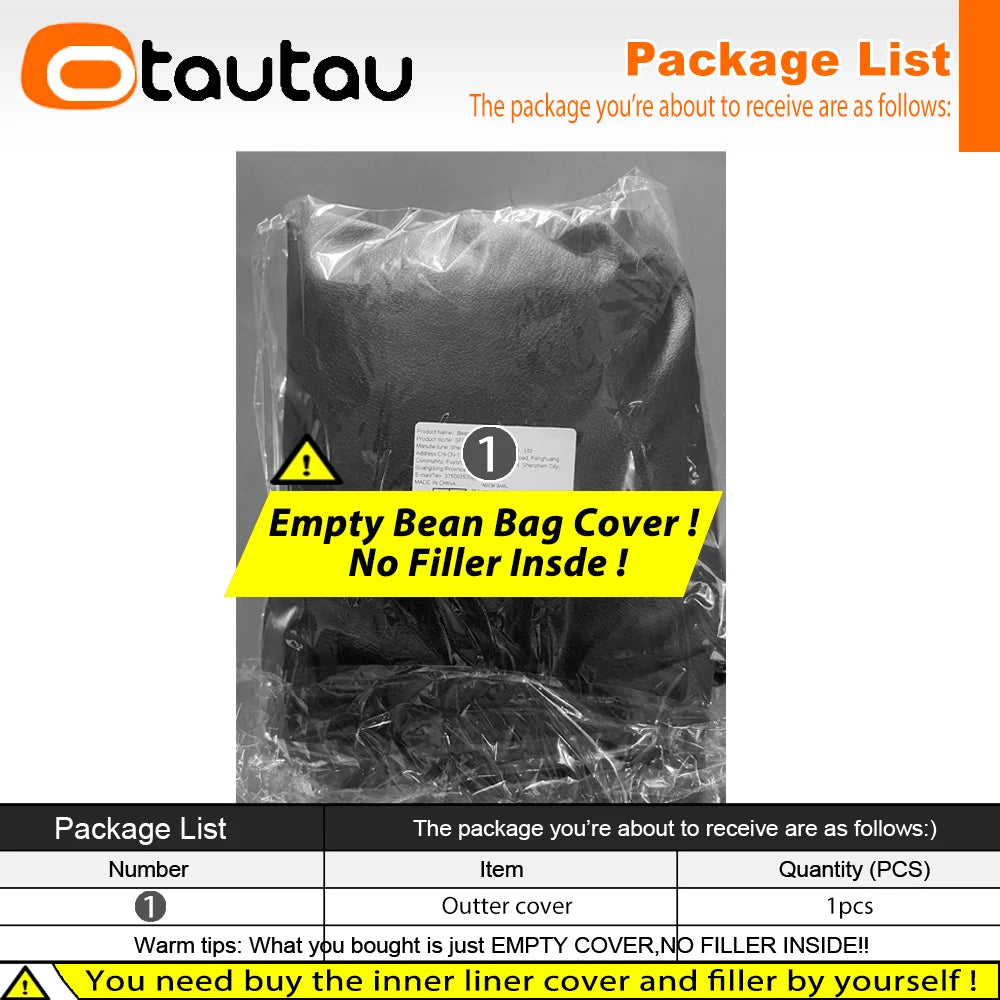 OTAUTAU Faux Leather Bean Bag Cover SF511【No Filler Inside! You Need To Buy Filler By Yourself !】