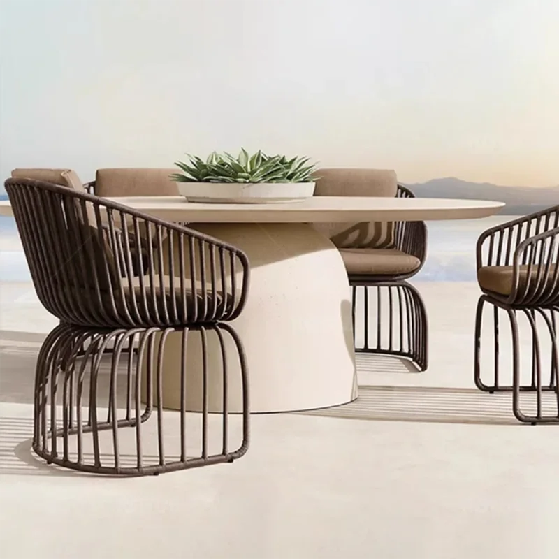 Italian Style Waterproof and Sunscreen Designer Garden Sofas Rattan Weaving Modern Garden Sofa Art Outdoor Furniture Divano HBOS
