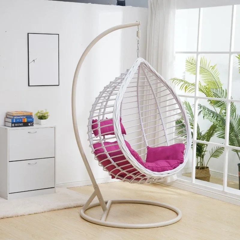 Modern Egg Shaped Outdoor Furniture Garden Wicker Rattan Hanging Patio Indoor Egg Swing Chair with Bracket