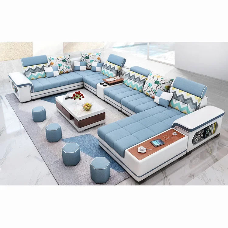 For living room minimalist modern large unit furniture set combination cotton and linen 2024 new technology fabric sofa