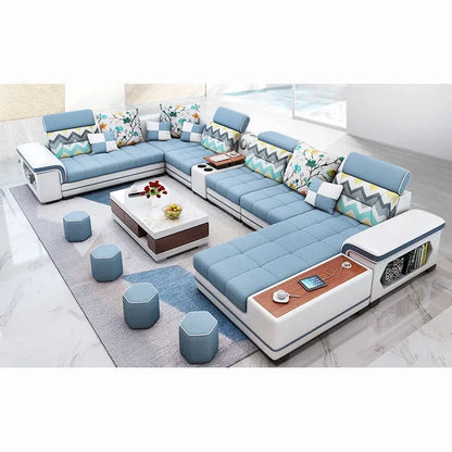 For living room minimalist modern large unit furniture set combination cotton and linen 2024 new technology fabric sofa