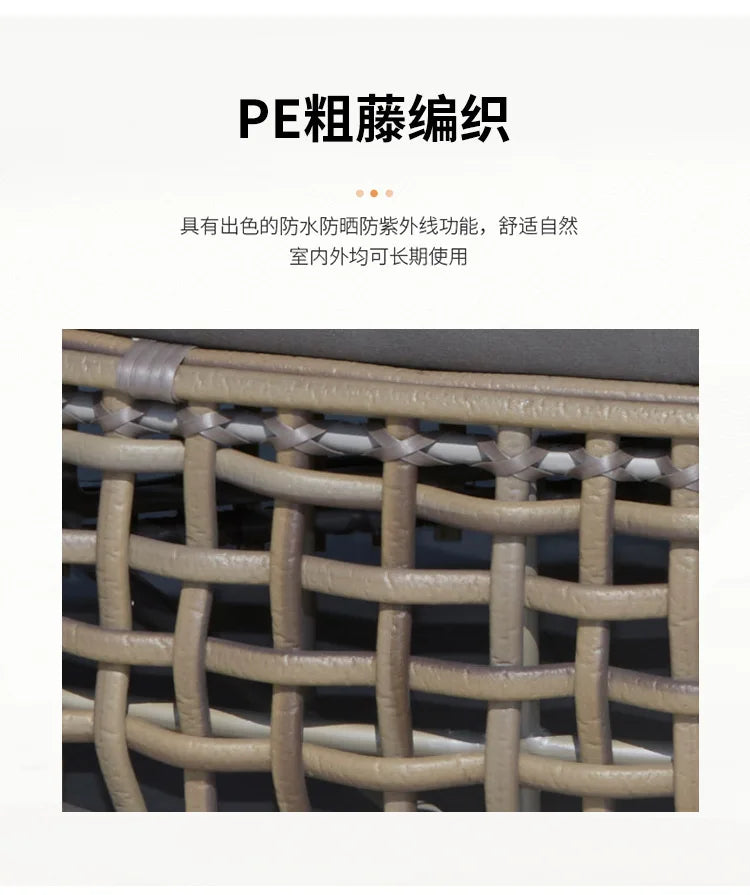Outdoor leisure rattan sofa queen bed rough rattan recliner round bed combination with canopy round rattan awning lying outside