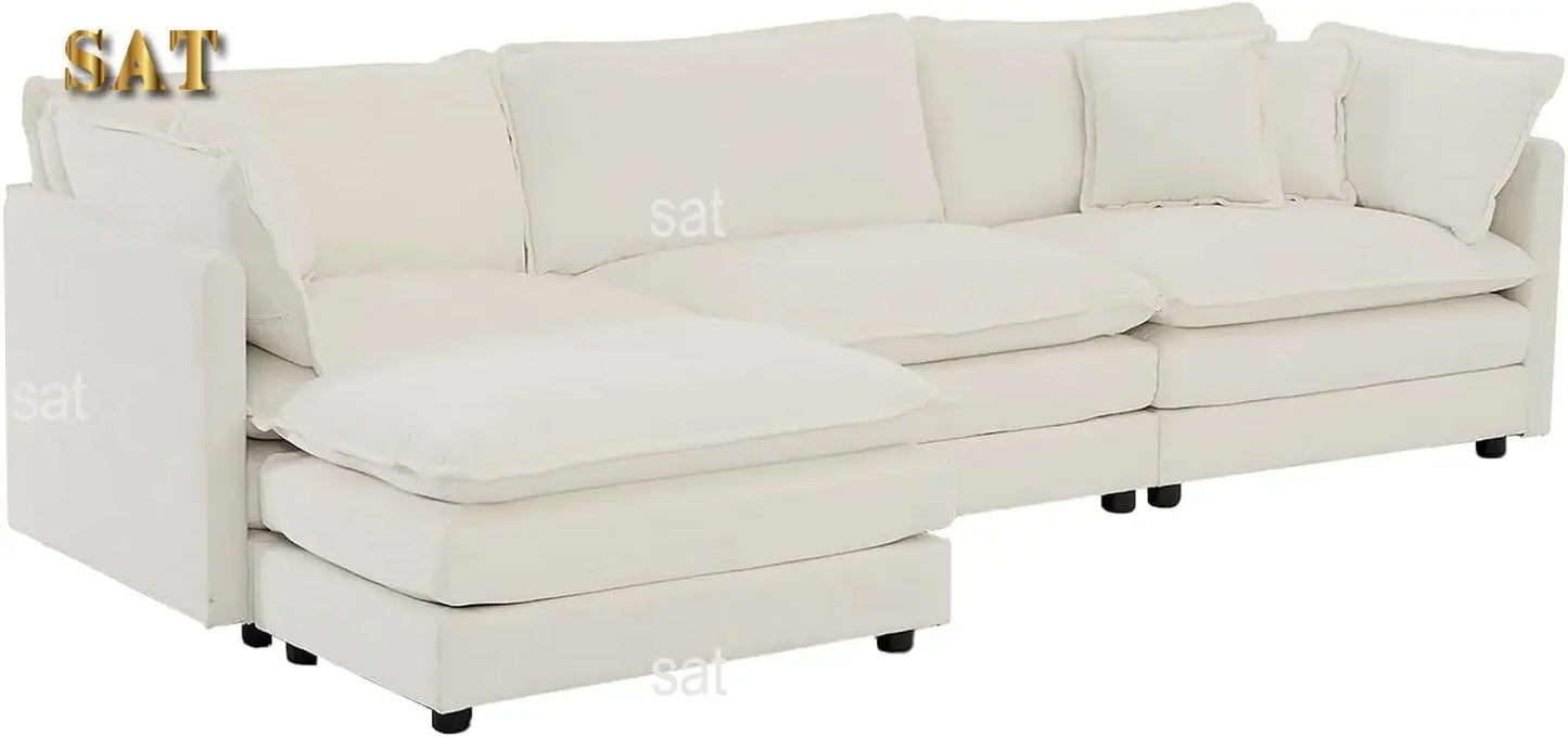 #For L-Shaped Modular Sectional Sofa, 3-Seater Comfy Cloud Couch with Ottoman/Chaise & 5 Pillows for Living Room Bedroom&