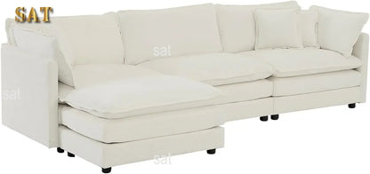#For L-Shaped Modular Sectional Sofa, 3-Seater Comfy Cloud Couch with Ottoman/Chaise & 5 Pillows for Living Room Bedroom&