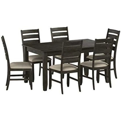Rokane 20" Dining Room Table Set with 6 Upholstered Chairs, Brown