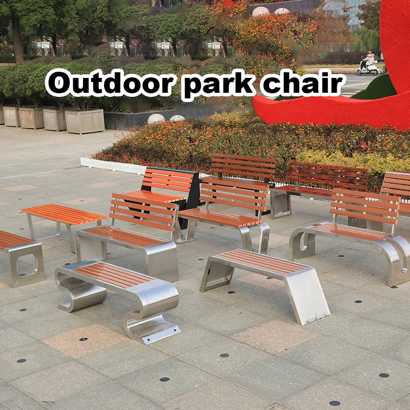 Banc de Patio Anti-Corrosion en acier inoxydable 304, haute qualité, 1.5mm d'épaisseur, mobilier d'extérieur moderne pour salle de sport, centre commercial, supermarché