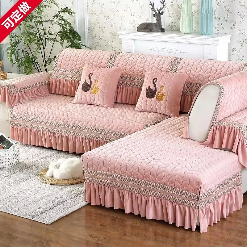 Sofa Cushion Soft Thick Sofa Cover Plush Towel Living Room Non-slip Corner Couch Covers Protective  Lace 1/2/3/4 Home Seat  Mat