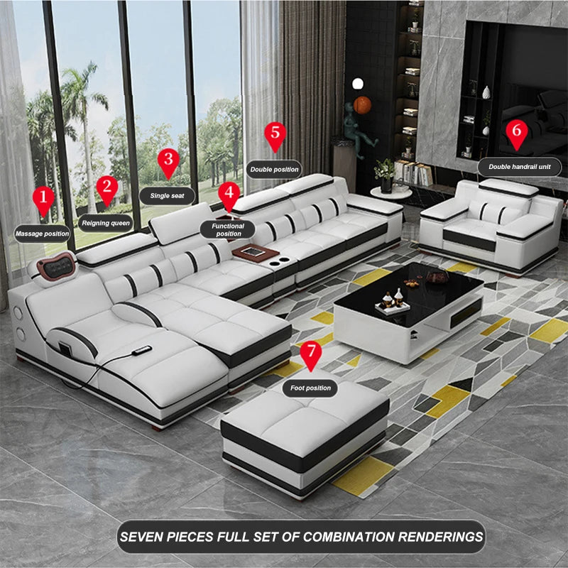 Hot Sale Modern Storage Luxury Micro Fabric Leather Reclining Leather Folding Multi Purposes Living Room Sofa