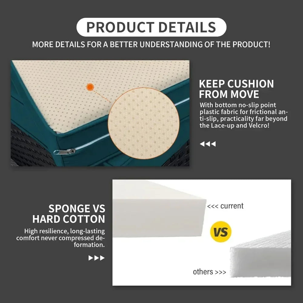 Patio Furniture Sets,  6 Pieces Couch Outdoor Chairs Coffee Table Peacock Blue Anti-Slip Cushions, Outdoor Furniture Sets