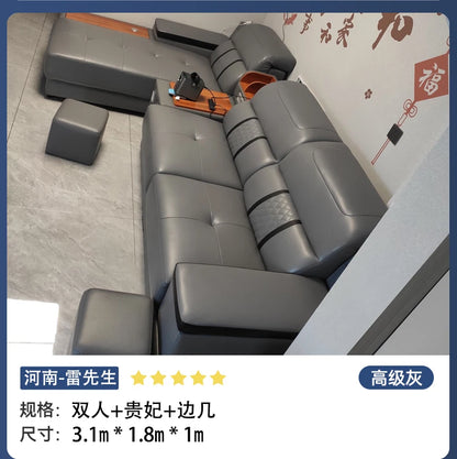 Leather Sofa Modern Simple Living Room Small Apartment Latex Storage Top Layer Leather Sofa