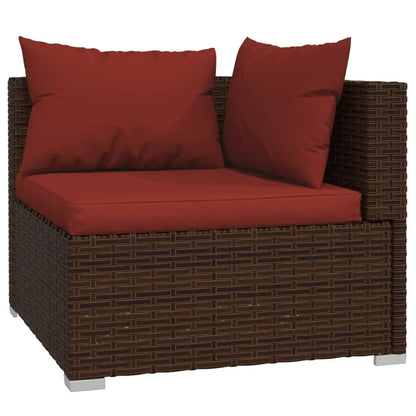 6 Piece Poly Rattan Brown Patio Lounge Set with Cushions Garden Sets