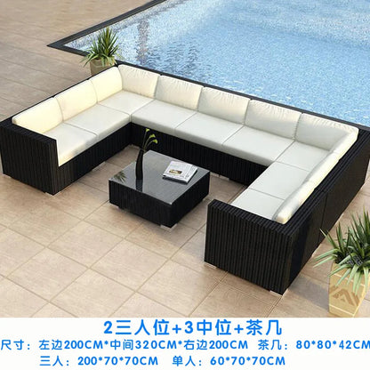 Outdoor sofa combination courtyard garden balcony rattan table and chairs terrace waterproof and sun protection outdoor