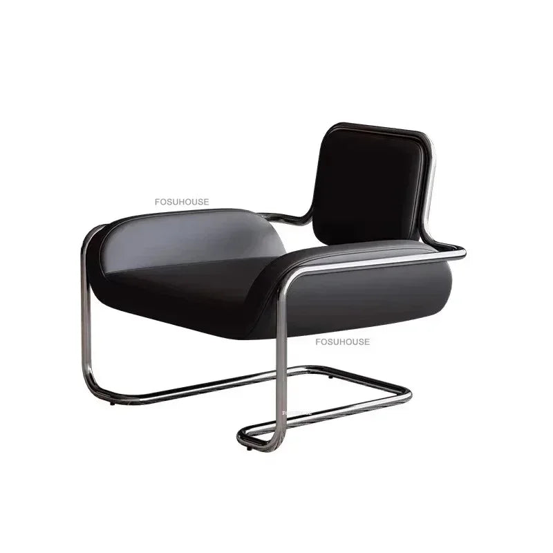 Stainless Steel Designer Armchair Recliner Sofa Modern Nordic Leisure Furniture Contemporary Living Room Balcony Seating