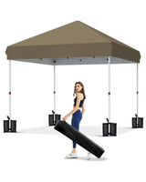 10x10 FT Pop Up Canopy Tent with 3 Adjustable Heights – Outdoor Sun Shade Shelter, 4 Sandbags & Carry Bag, for Parties & Events