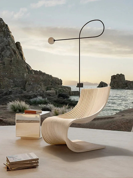 A  Art Recliner Balcony Home Leisure Couch Solid Wood Slicing Chair Rest Chair Rocking Chair